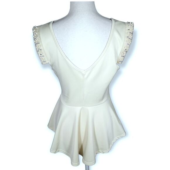 SCOBE IVORY PEPLUM TOP W/EMBELLISHMENTS SZ.M EUC - Picture 5 of 7